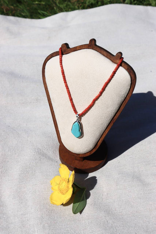 Turquoise Tale Coral Necklace Long (65 cm)