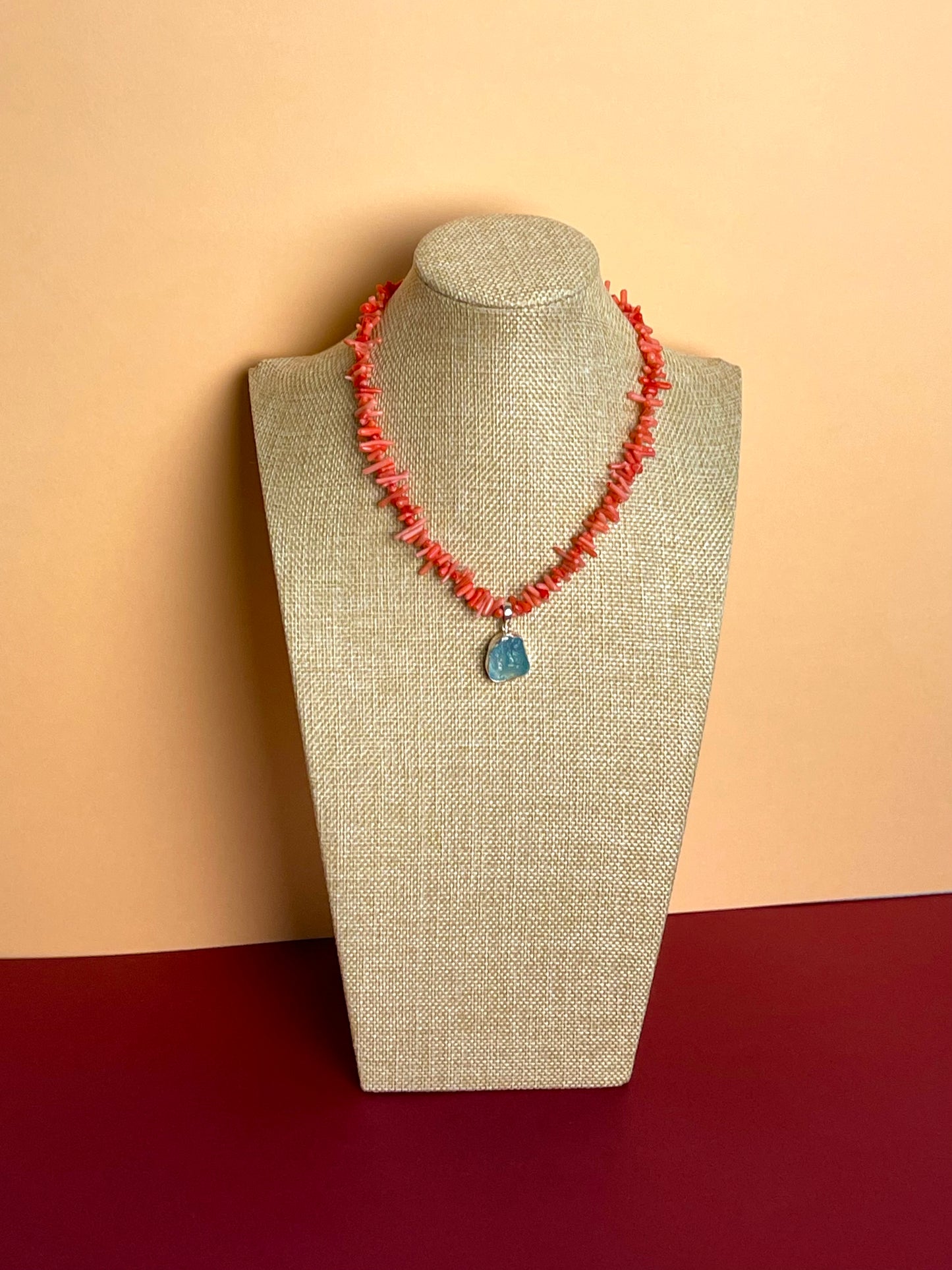 Coral & Aquamarine Necklace