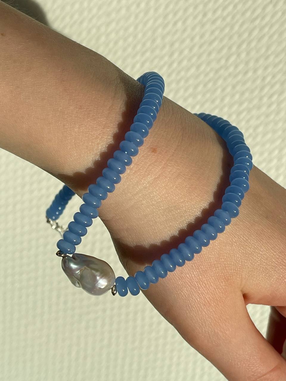 Ethereal Pearl Necklace (Blue)
