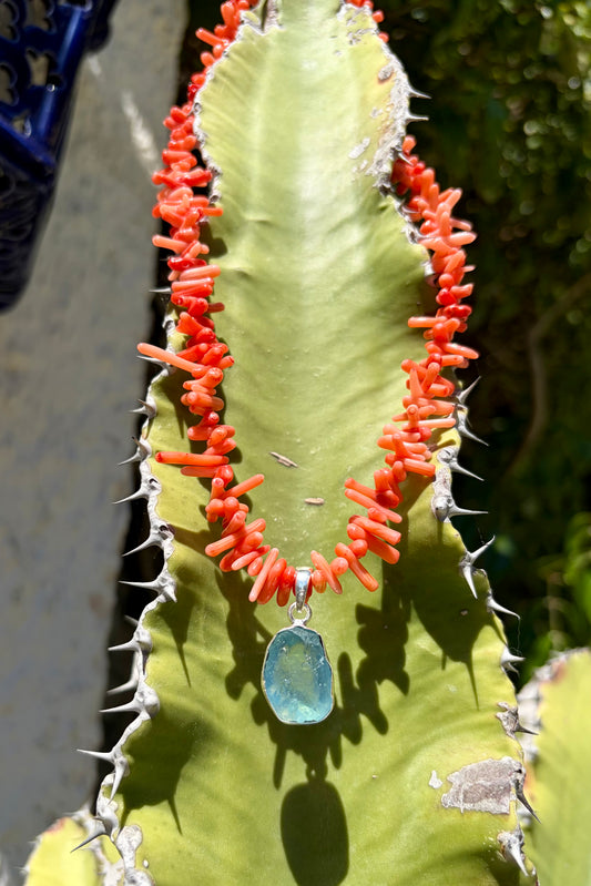 Coral & Aquamarine Necklace