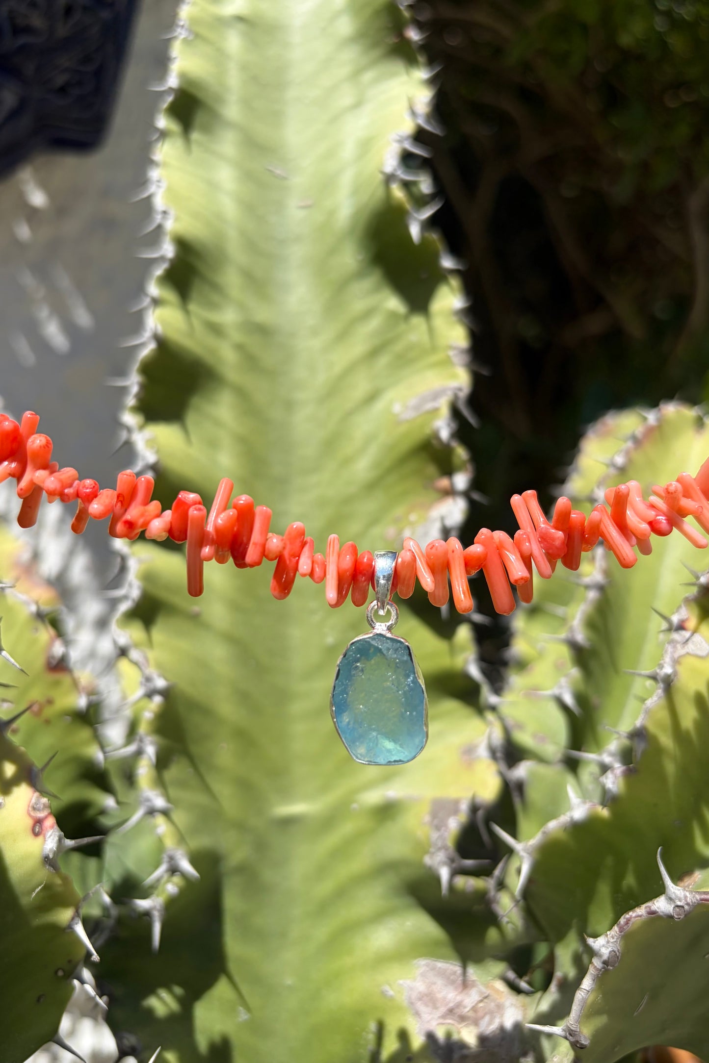 Coral & Aquamarine Necklace