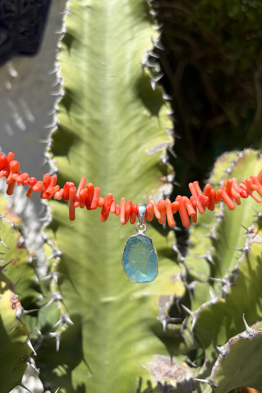Coral & Aquamarine Necklace