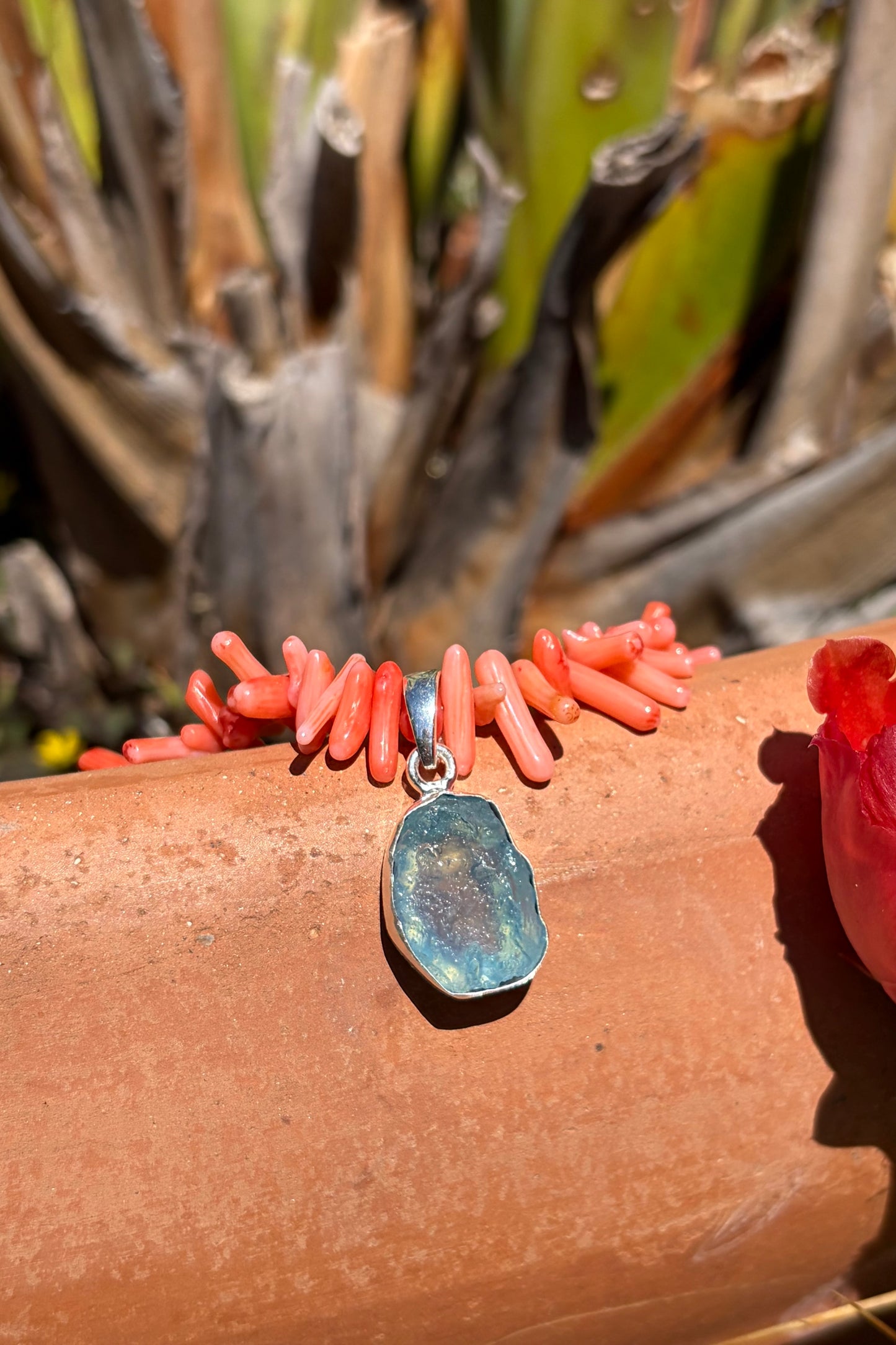 Coral & Aquamarine Necklace