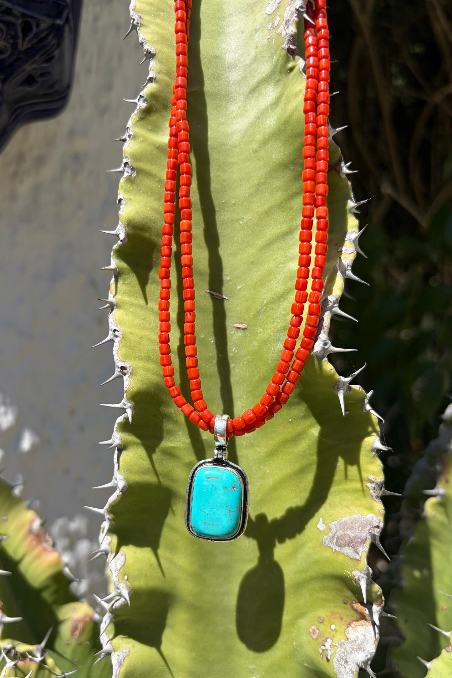 Turquoise & Coral Beaded Necklace