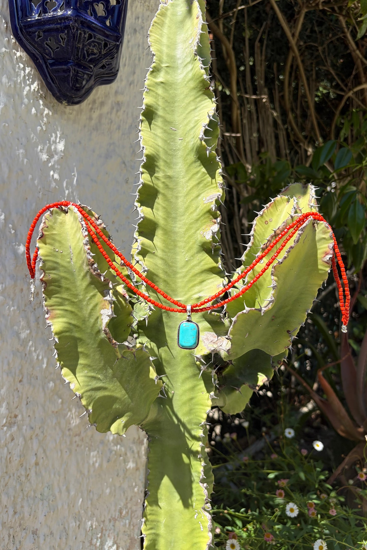 Turquoise & Coral Beaded Necklace