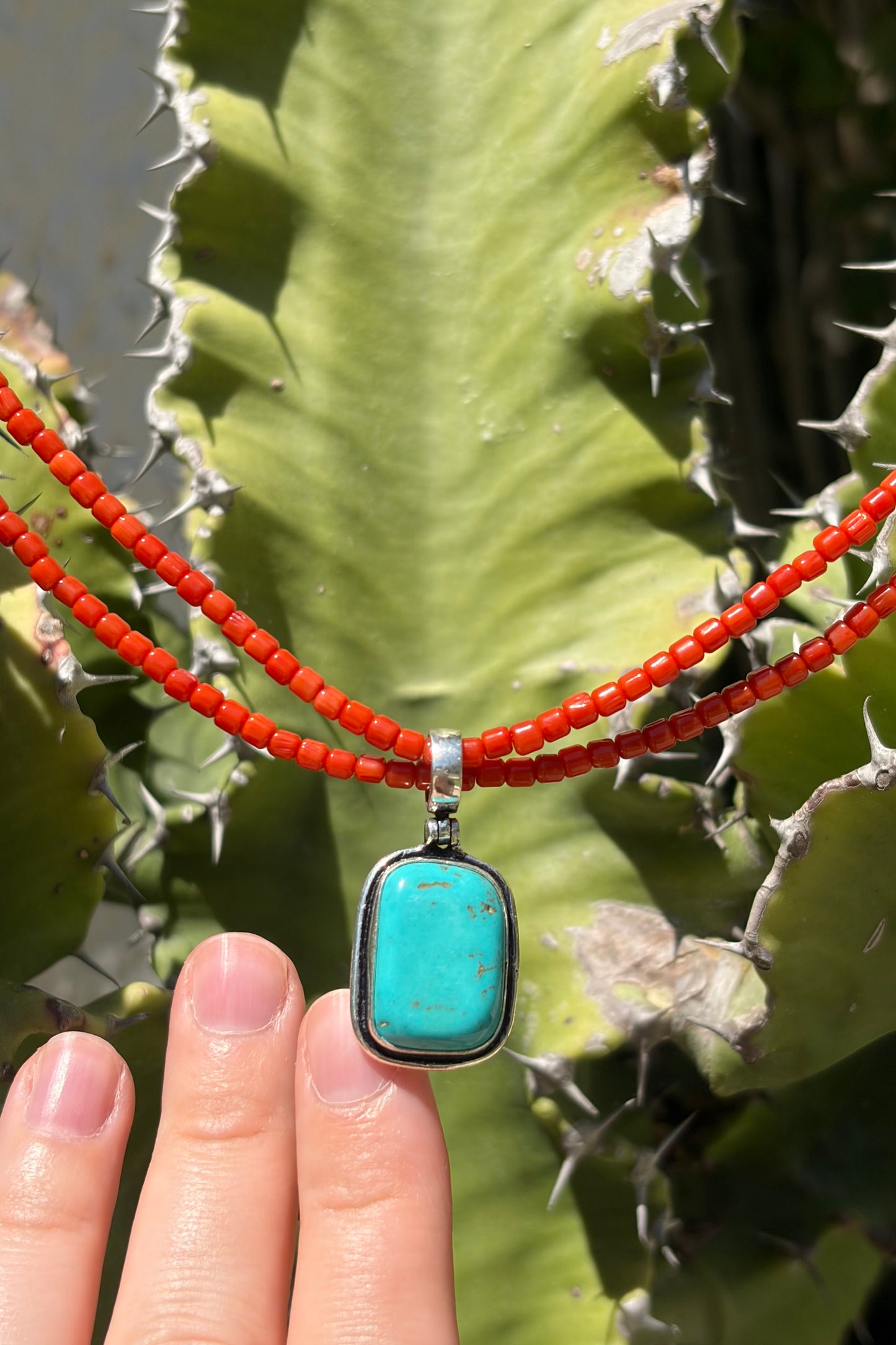 Turquoise & Coral Beaded Necklace