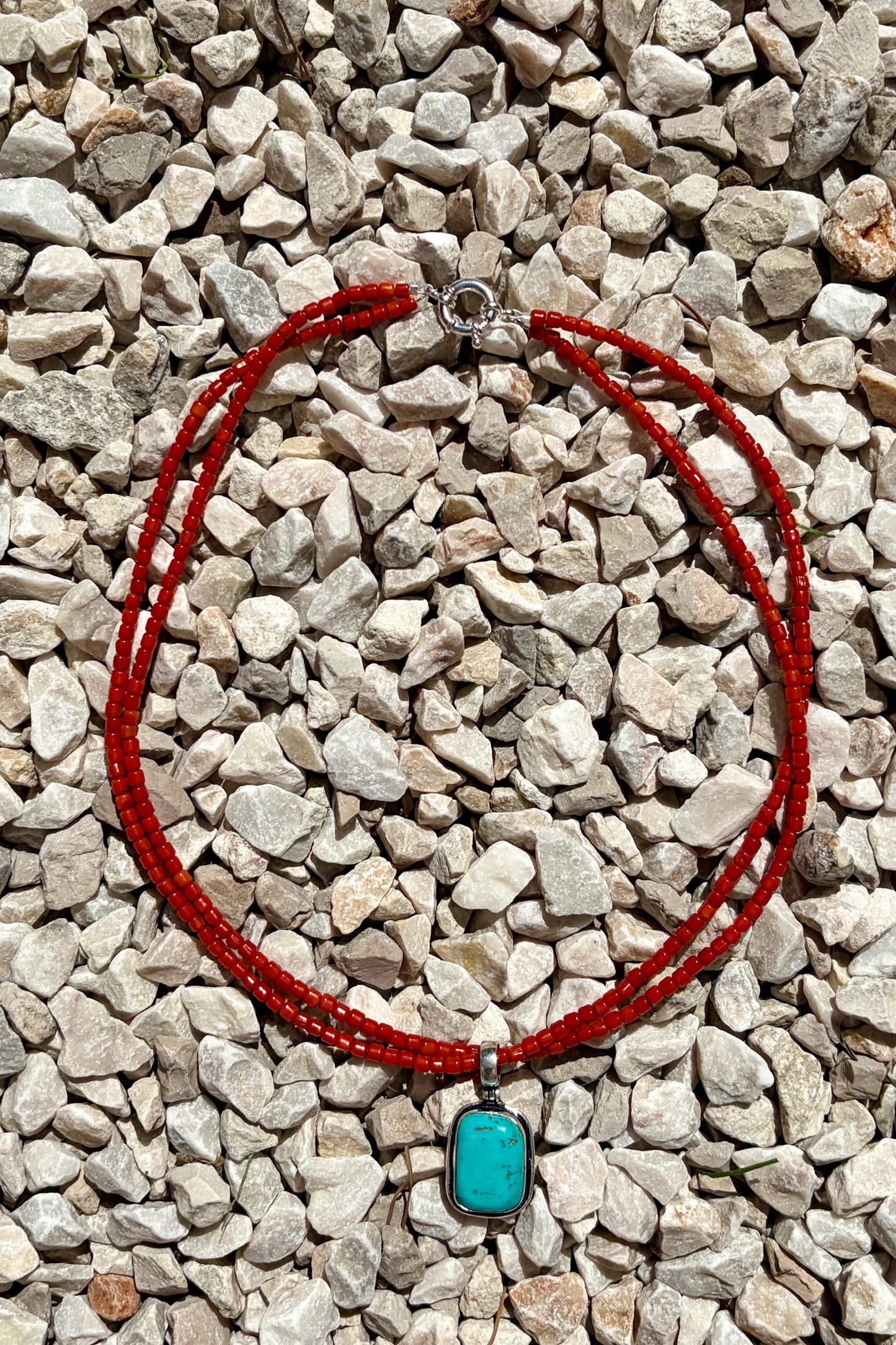 Turquoise & Coral Beaded Necklace