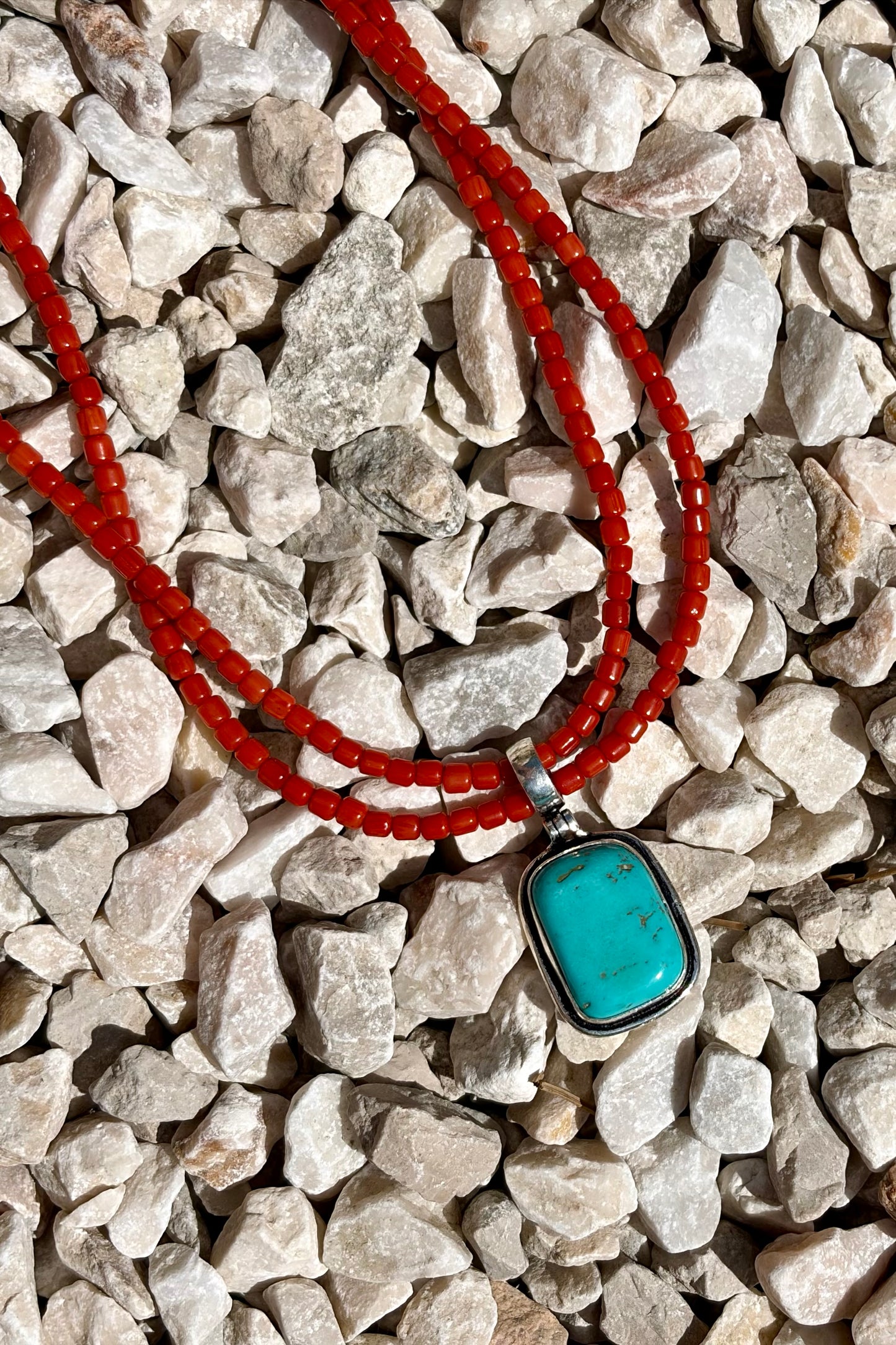 Turquoise & Coral Beaded Necklace