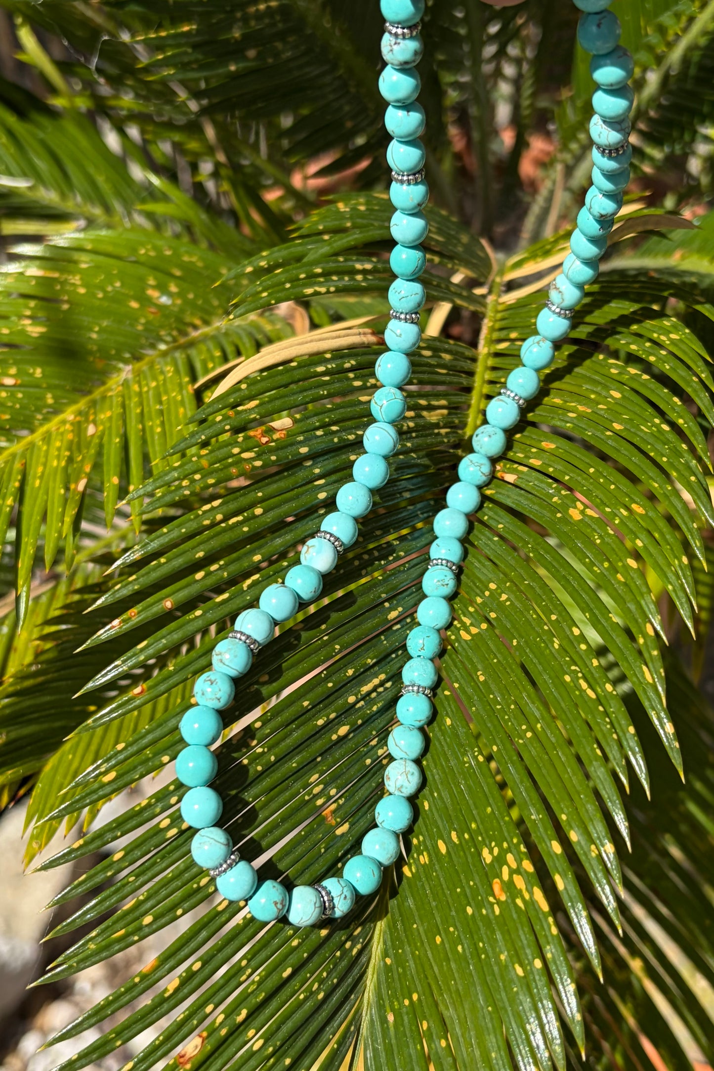 Turquoise Bead Necklace with Sterling Silver Clasp