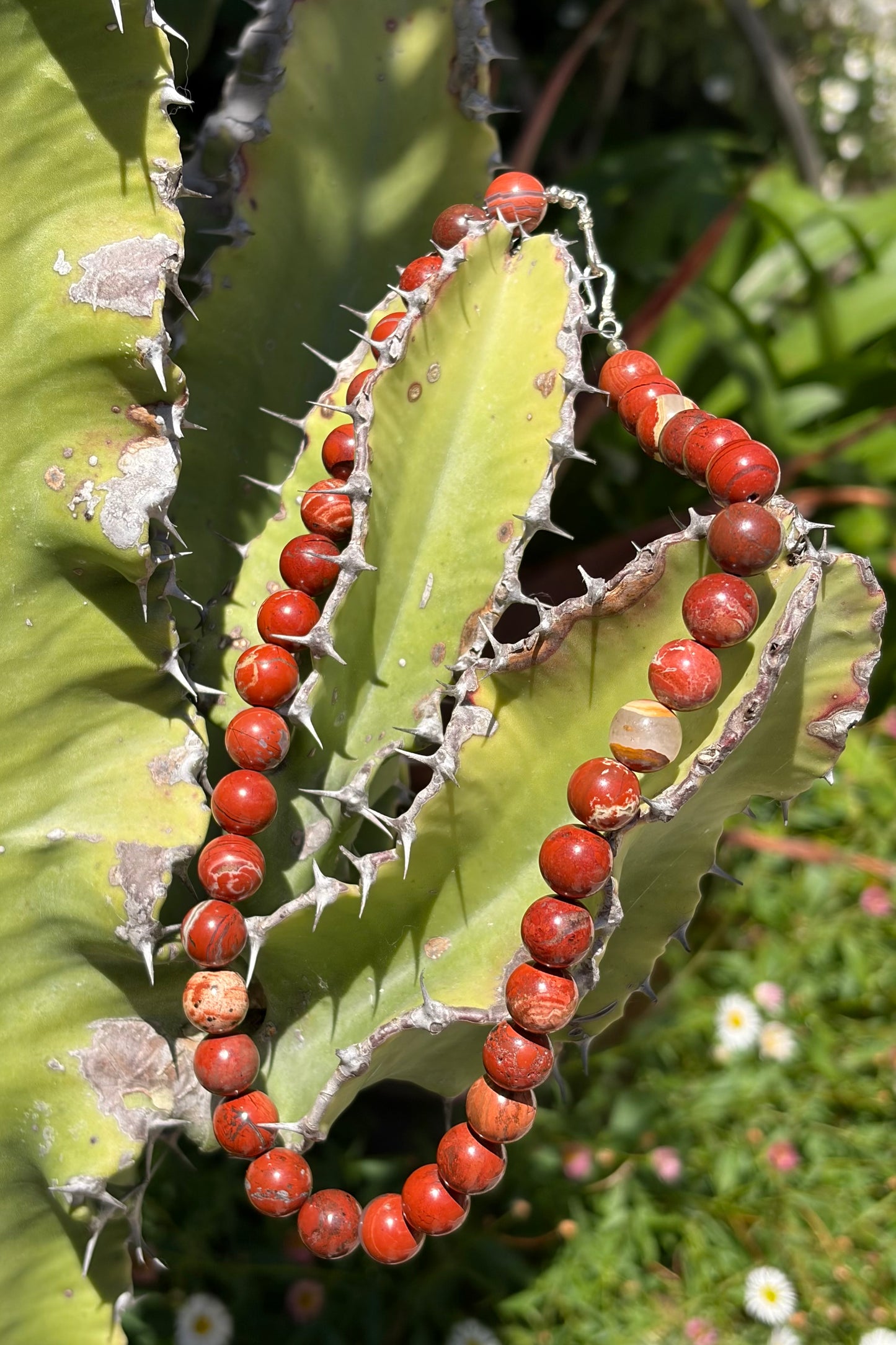 Red Jasper Necklace with Sterling Silver Clasp
