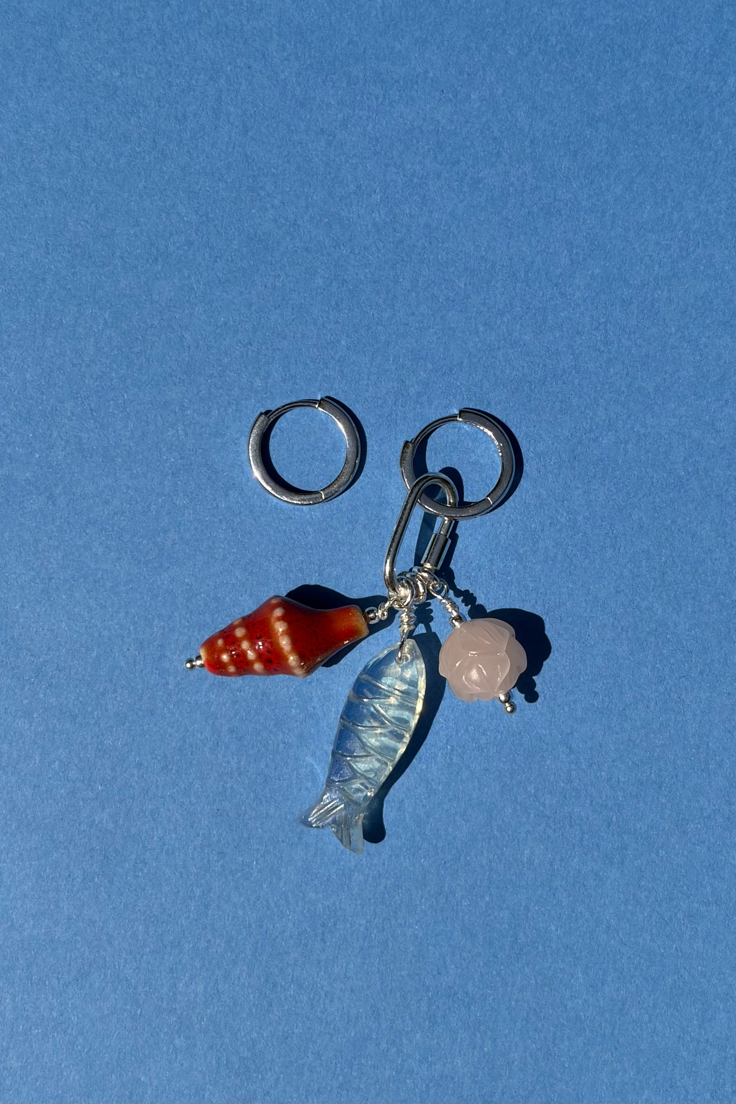 Sterling Silver Hoop Earrings with Charms