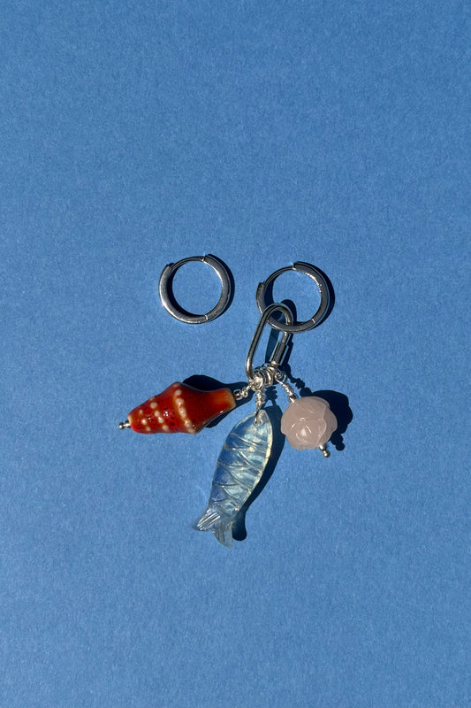 Sterling Silver Hoop Earrings with Charms