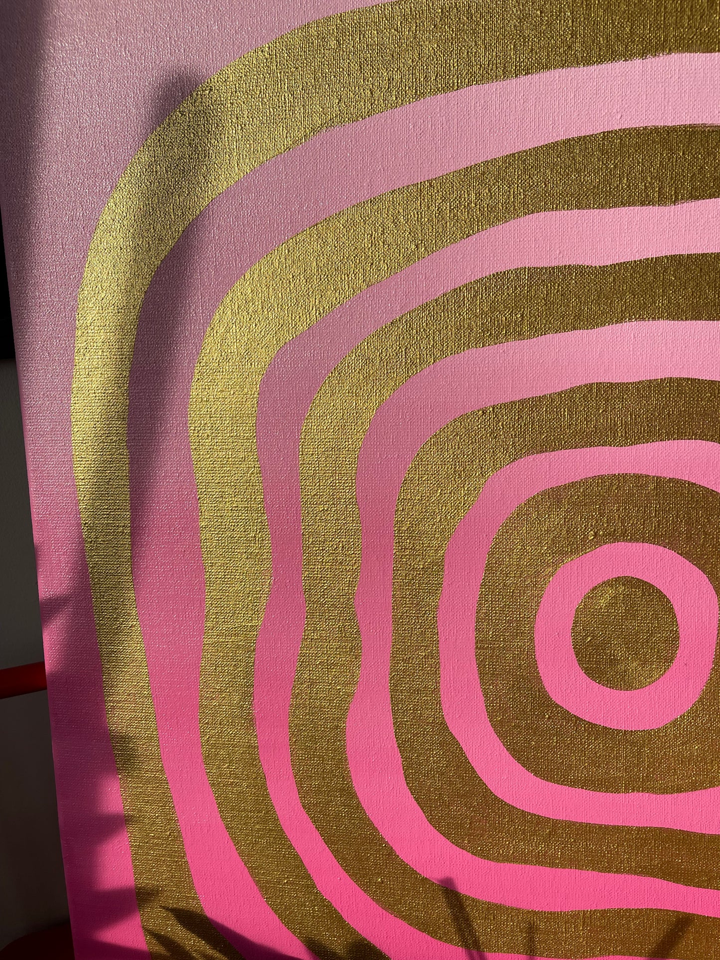 Original Abstract Oil Painting Pink and Gold