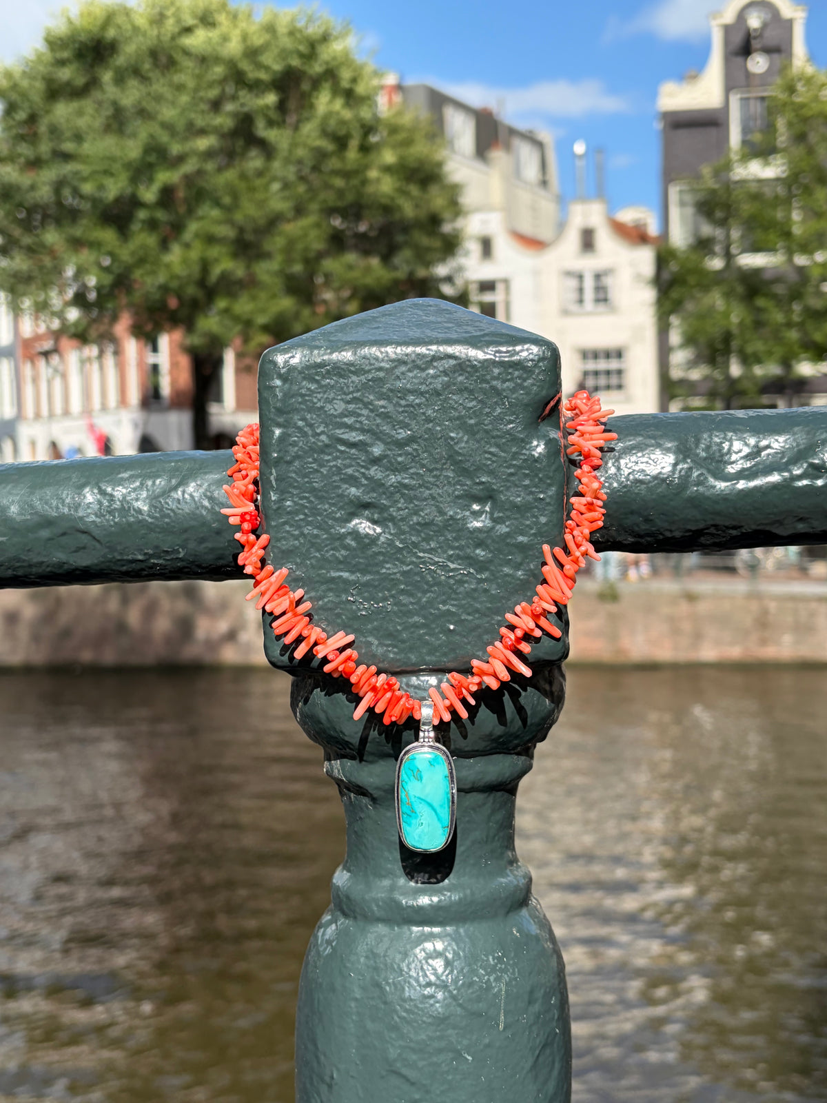 Red bamboo coral bead necklace Mediterranean Dream with 925 sterling silver clasp – view 6