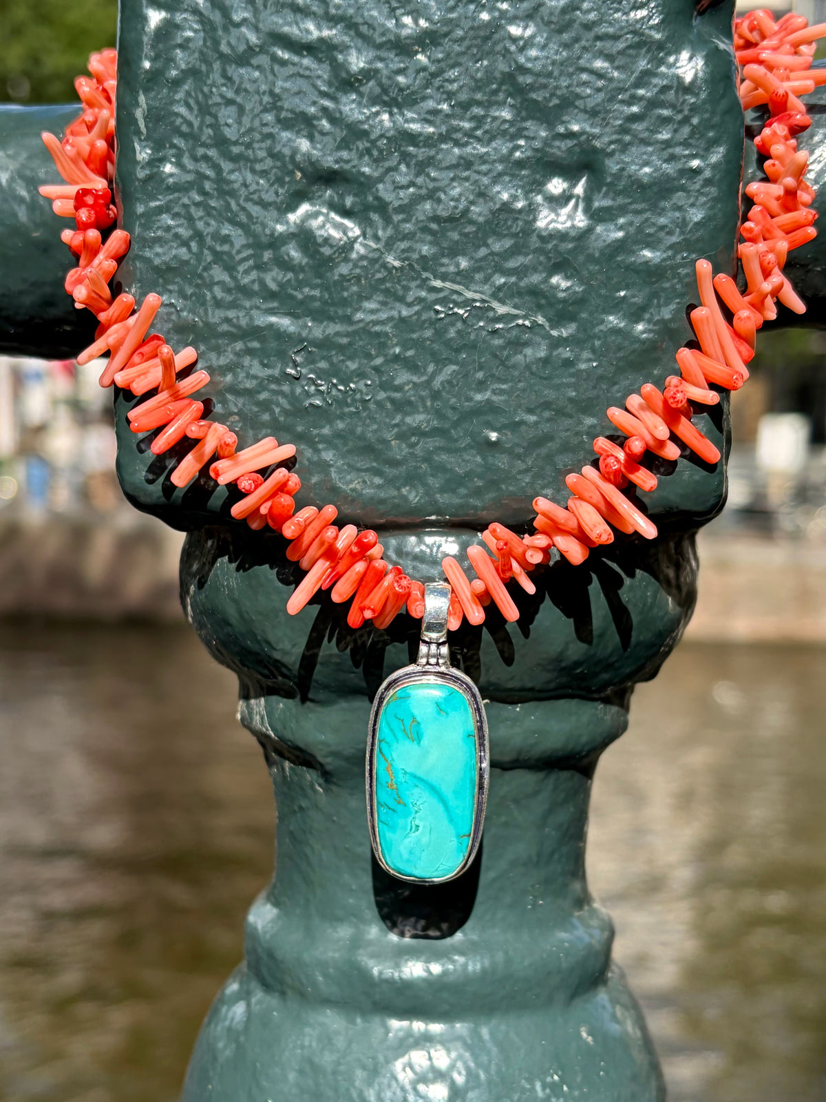 Red bamboo coral bead necklace Mediterranean Dream with 925 sterling silver clasp – view 7