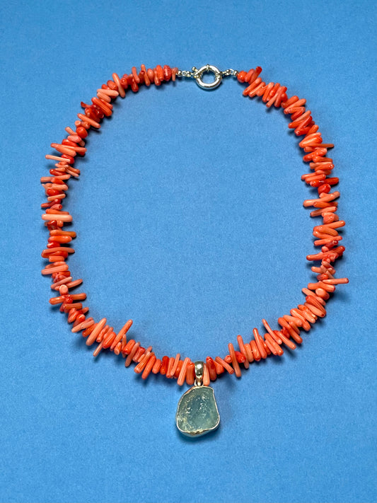 Coral & Aquamarine Necklace