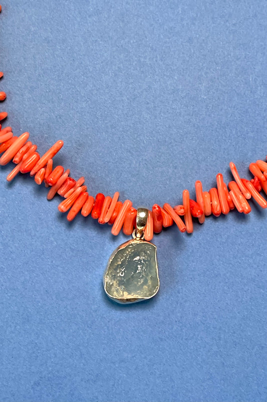 Coral & Aquamarine Necklace